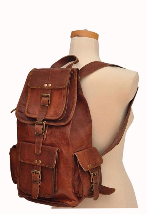 Handmade Leather College Shoulder Backpack