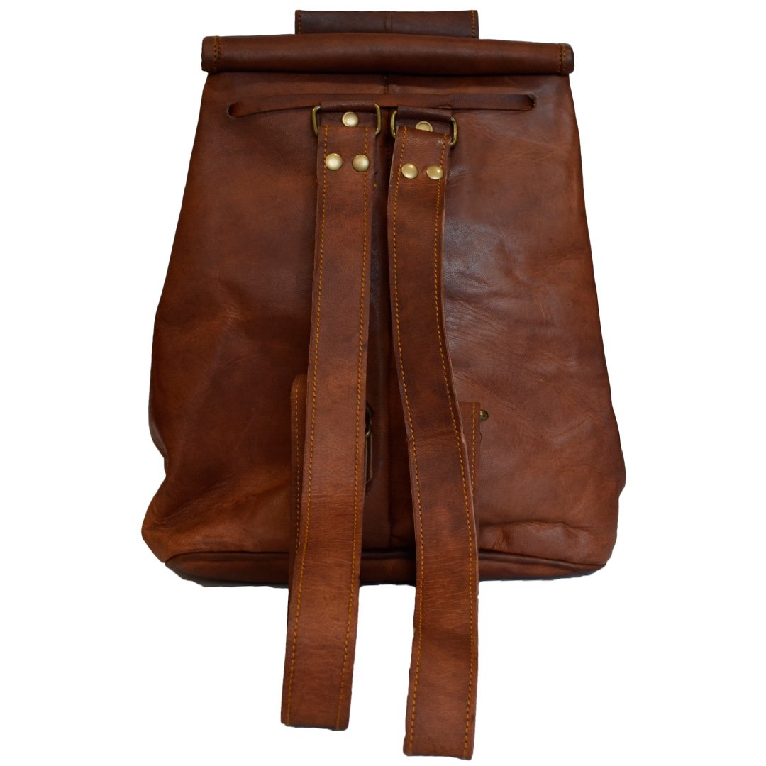 Handmade Genuine Leather Small Backpack for School, College & Travel