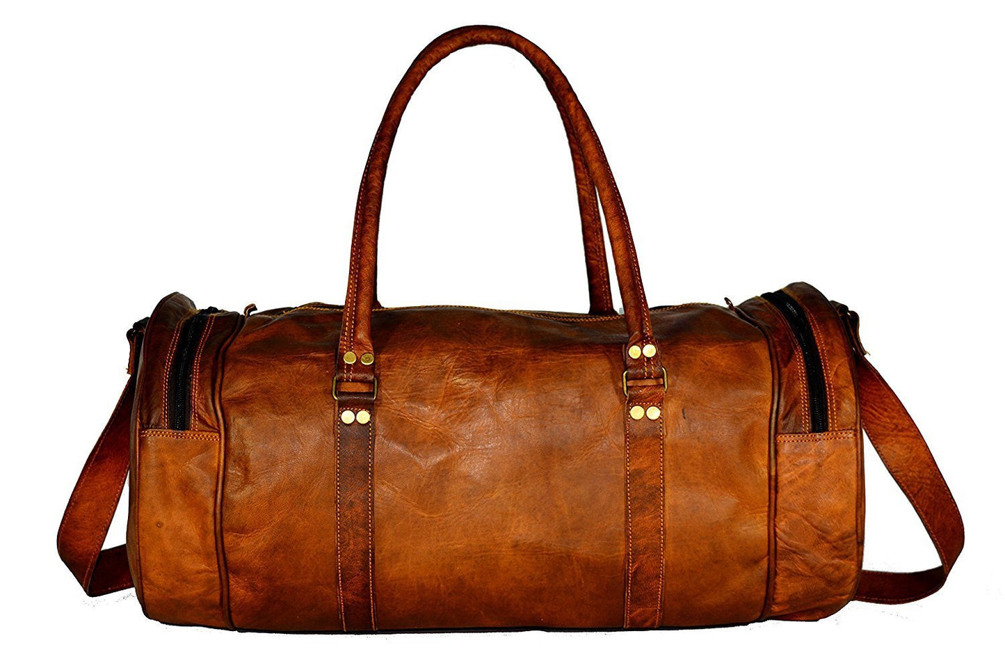 Vintage Handcrafted Leather Unisex Duffle Bag