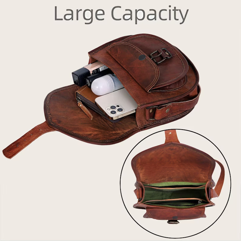 Brown Leather Vintage Women's Crossbody Sling Bag