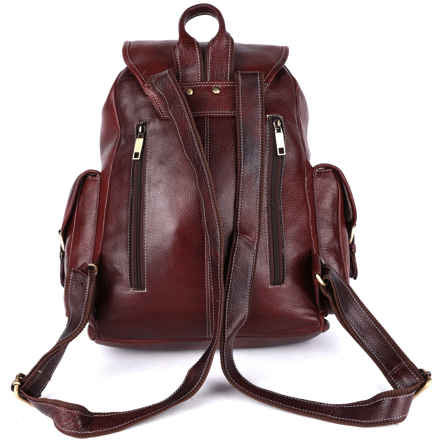 Elegant Brown Genuine Leather Laptop Backpack for Professionals