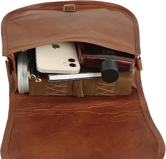 Elegant Women's Vintage Brown Leather Crossbody Handbag