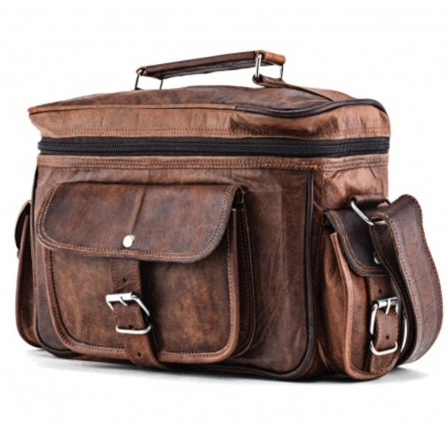 Handcrafted Vintage Leather Camera Case Crossbody Bag