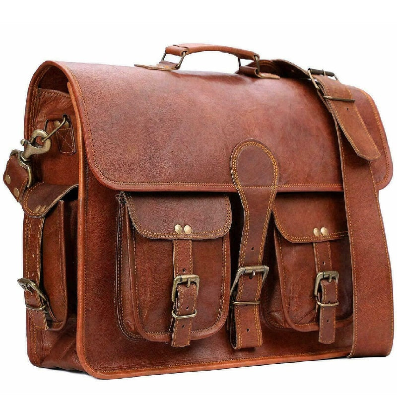 Vintage Brown Messenger Bag – Handmade Genuine Leather Crossbody