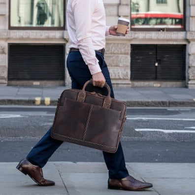 Luxury Genuine Full-Grain Leather Briefcase for Professionals + Free Journal