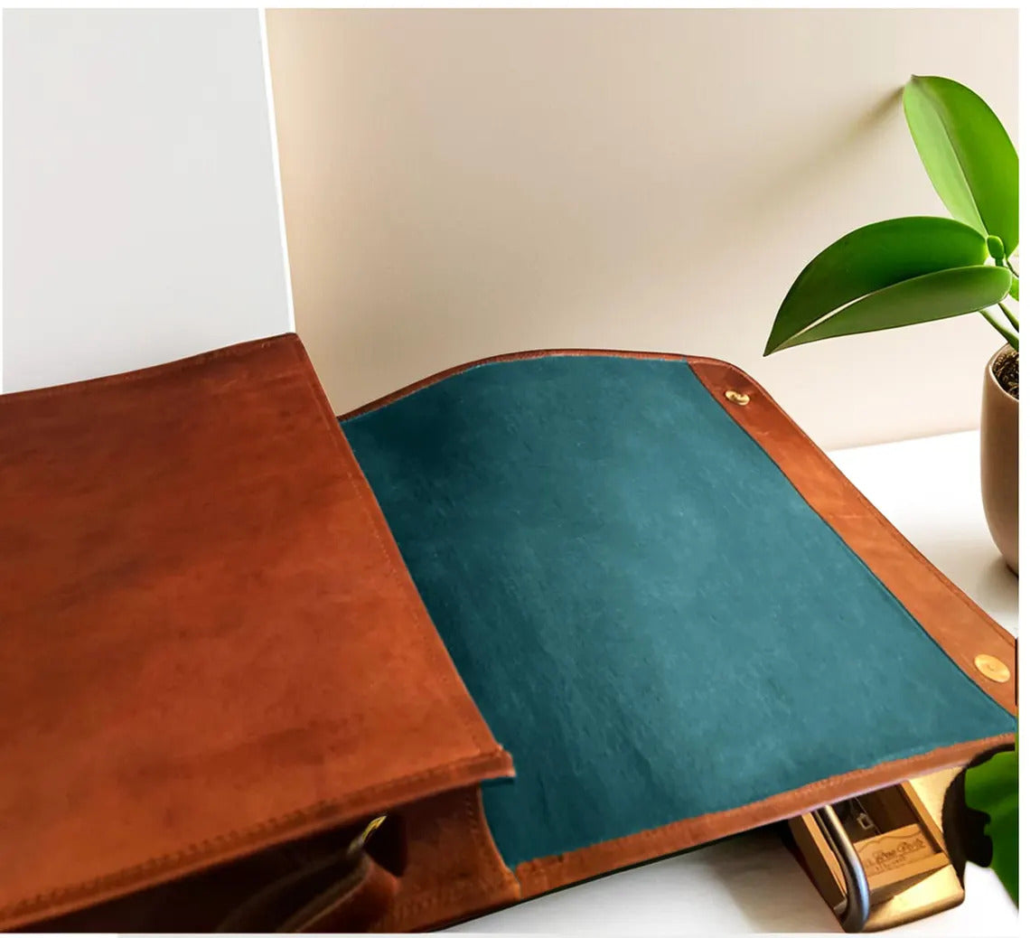 Men's Full-Flap Leather Messenger Bag Laptop & Crossbody Satchel