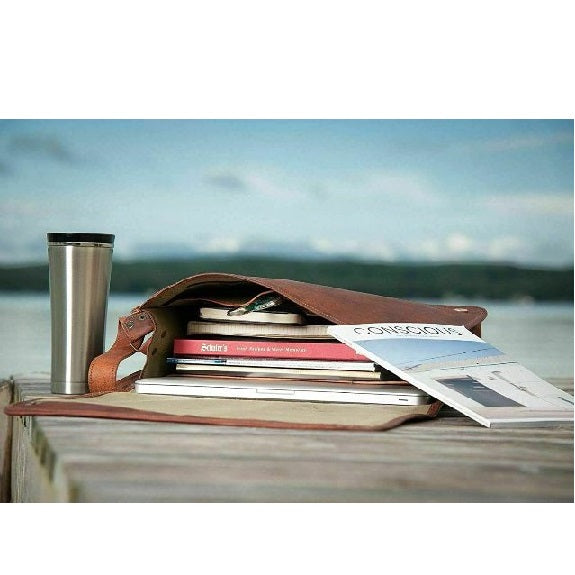 MetroFold Leather Full-Flap Messenger Bag