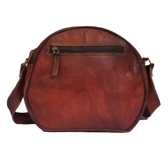 MetroVoyage Round Brown Leather Crossbody Bag