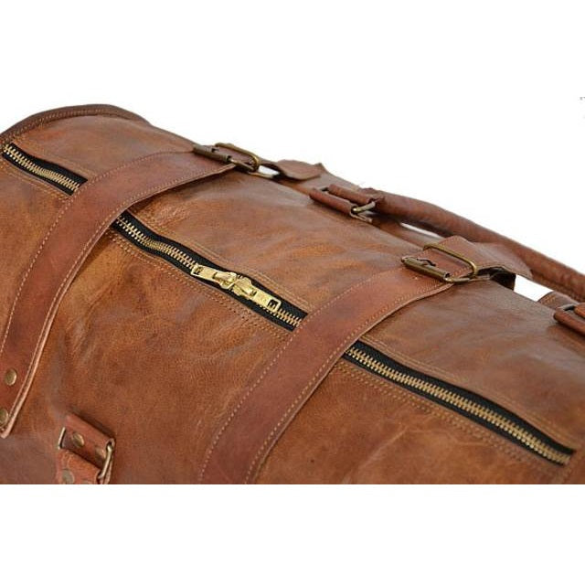 Premium Leather Weekender Duffle Bag for Travel