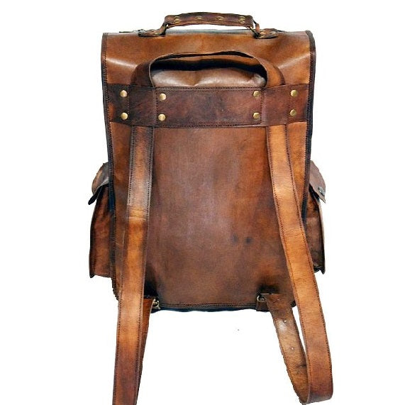 Unisex Leather Backpack Men Women