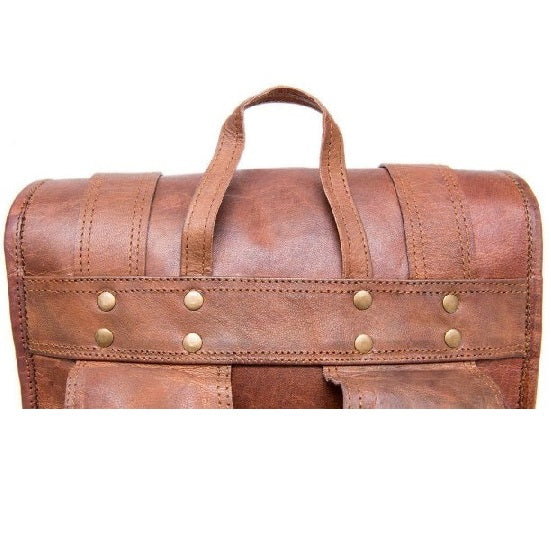 Vintage-Style Leather Rolling Travel Backpack