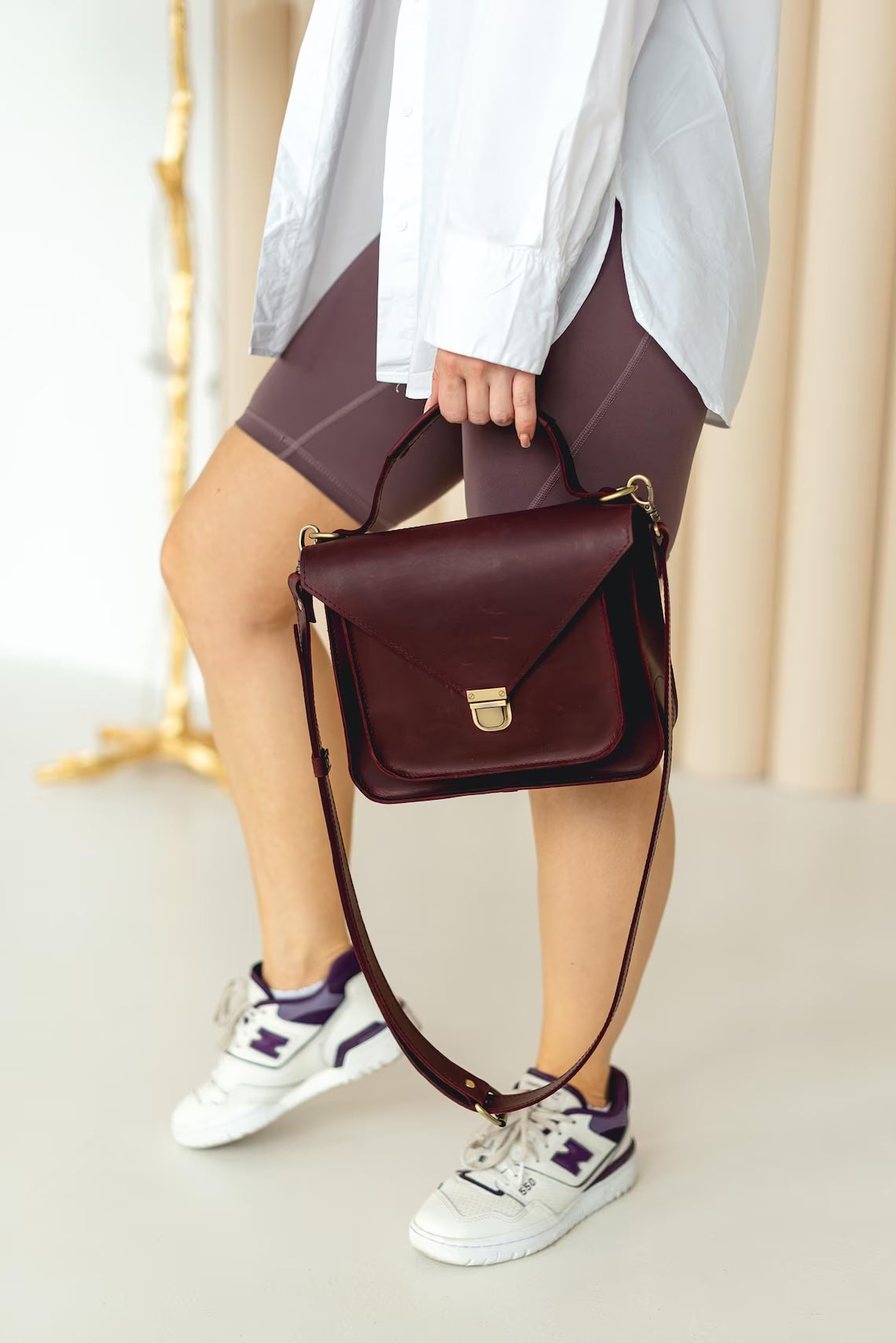 Women's Leather Satchel Stylish Shoulder Handbag