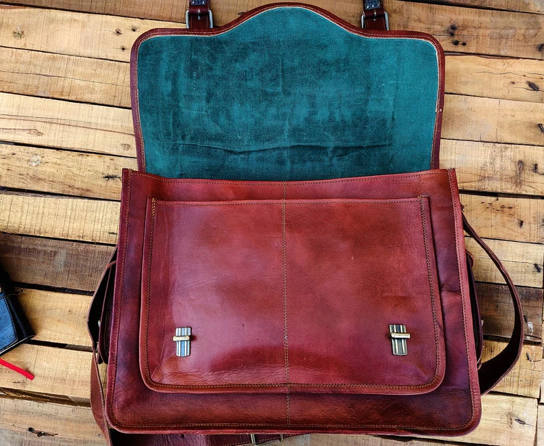 Handmade Laptop Bag Office Bag Crossbody Satchel