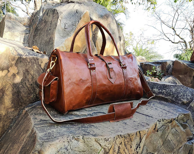 Handmade Leather Duffle Bag – Weekender, Gym, & Travel Duffel