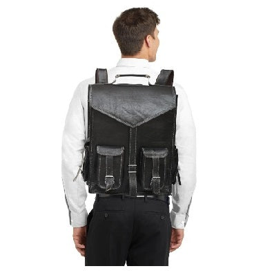 Black Leather Backpack Bag Messenger Bag