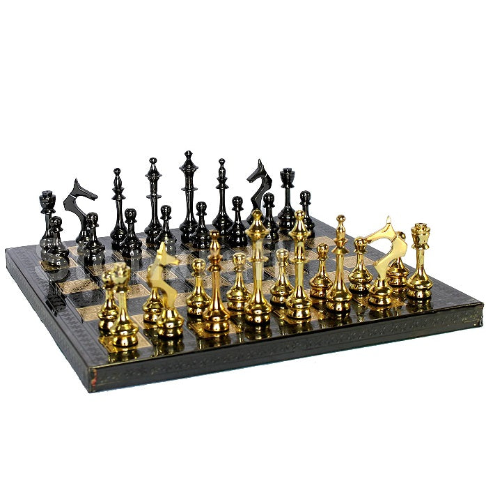 Handmade Brass Chessboard With Chess Pieces