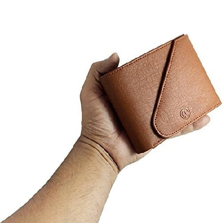 Leather Designer Wallet with Flap Closure