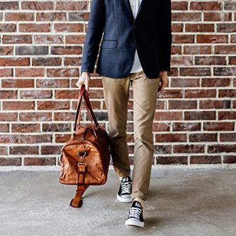 Vintage Leather Duffle Weekend Bag