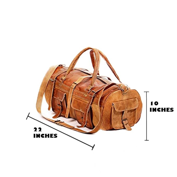 22" Russet Brown Leather Duffle Bag Premium Travel Weekender