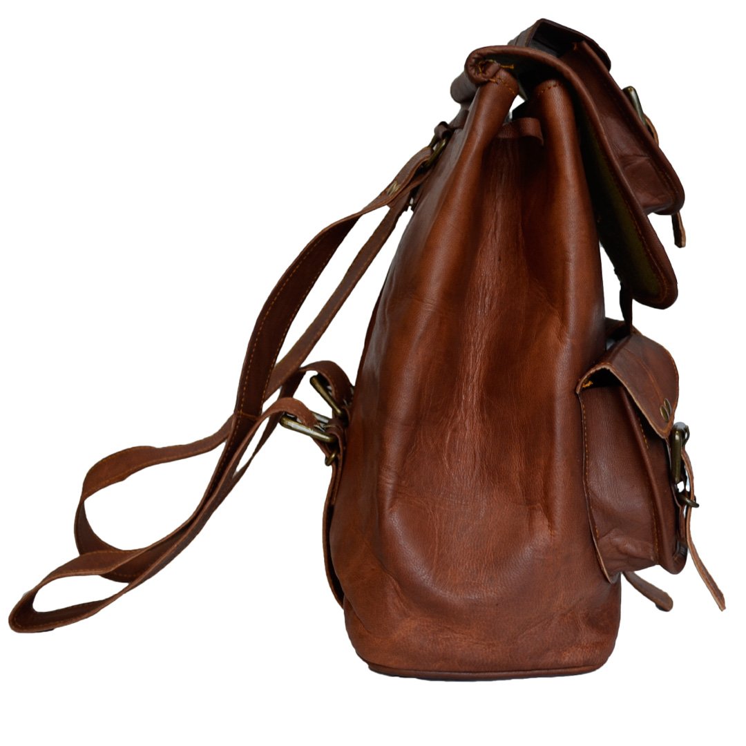 Handmade Genuine Leather Small Backpack for School, College & Travel