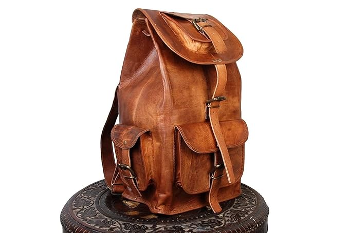 Handmade Leather College Shoulder Backpack
