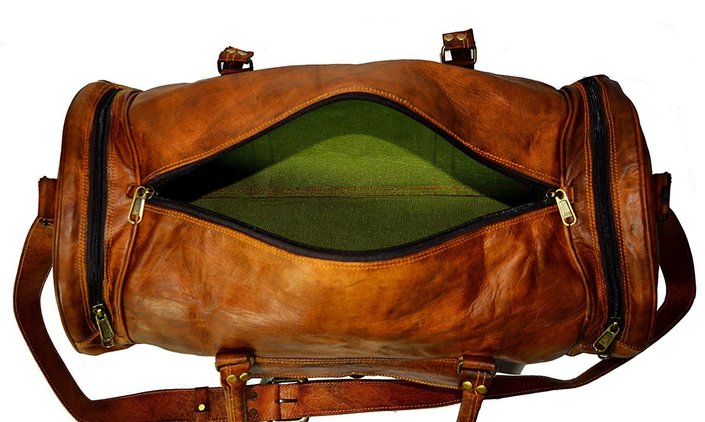 Vintage Handcrafted Leather Unisex Duffle Bag