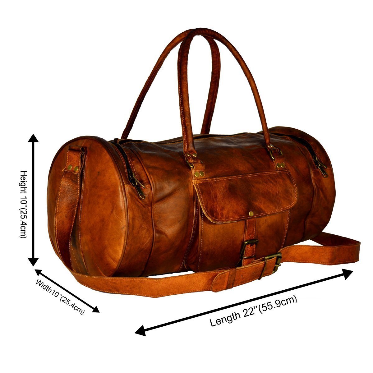 Vintage Handcrafted Leather Unisex Duffle Bag