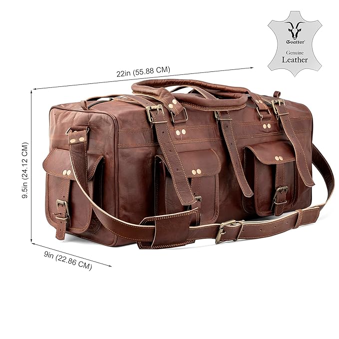 Genuine Leather 22" Travel Duffle Bag for Men