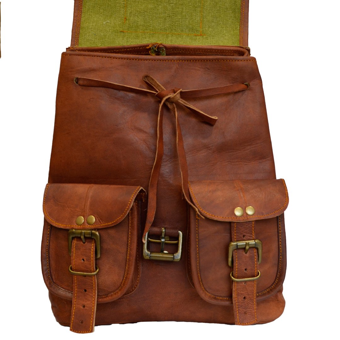 Handmade Genuine Leather Small Backpack for School, College & Travel