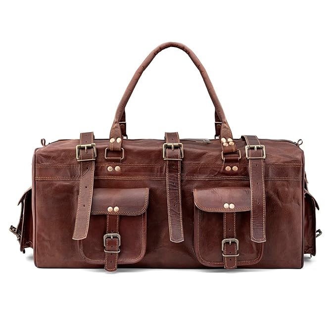 Genuine Leather 22" Travel Duffle Bag for Men