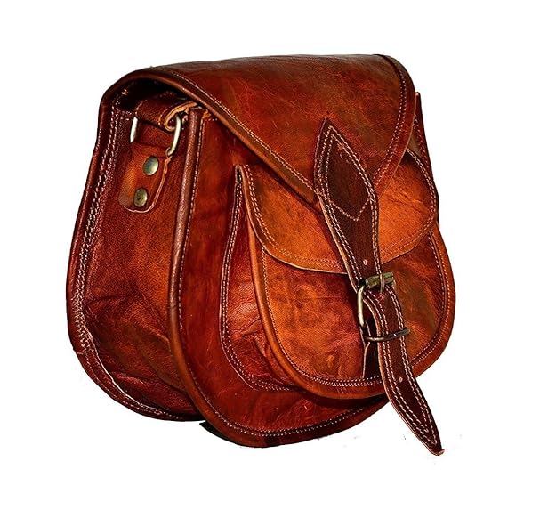 Vintage Leather Sling Bag Brown for Women's