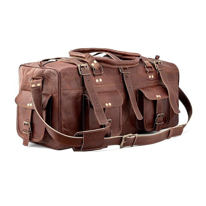 Genuine Leather 22" Travel Duffle Bag for Men