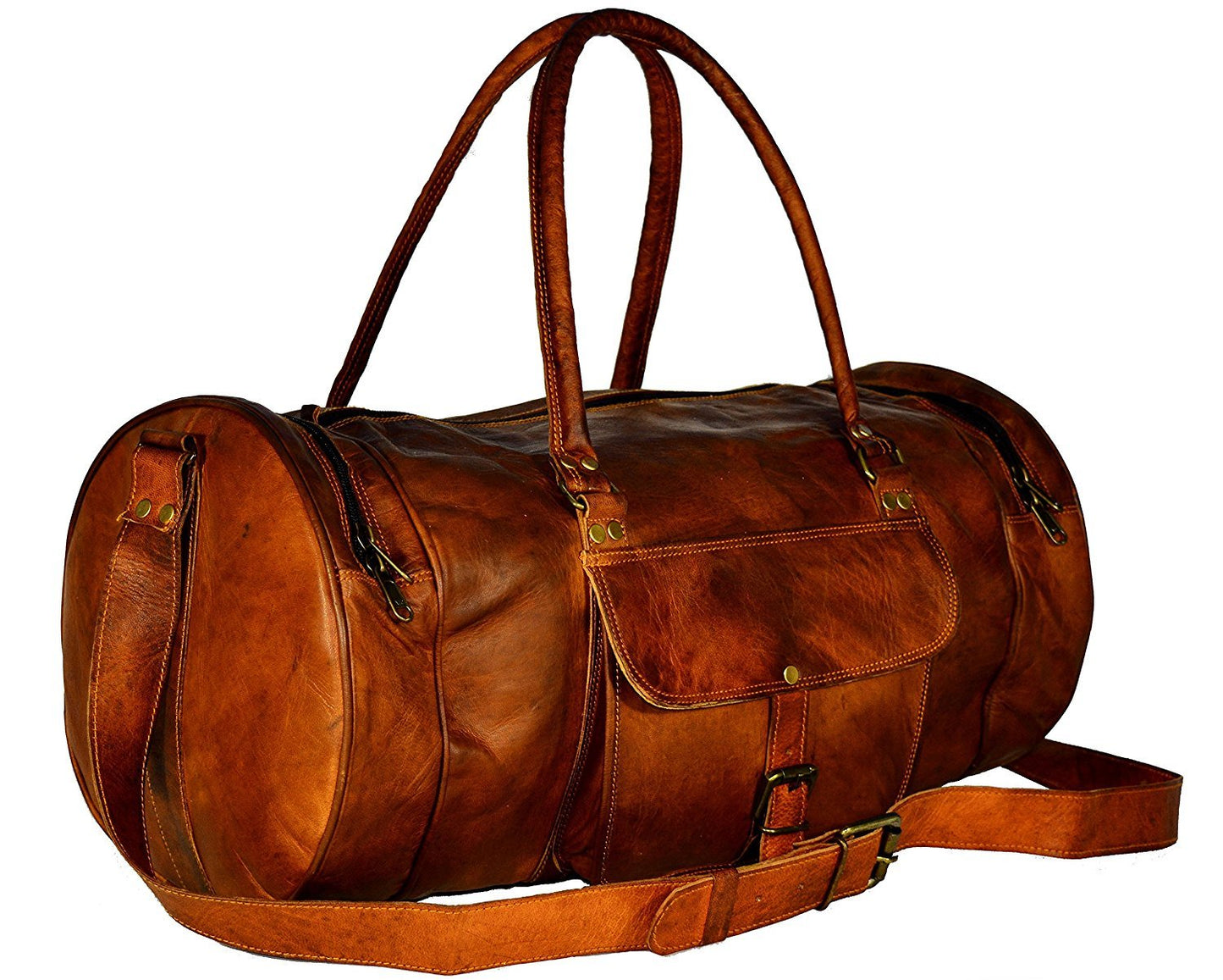 Vintage Handcrafted Leather Unisex Duffle Bag