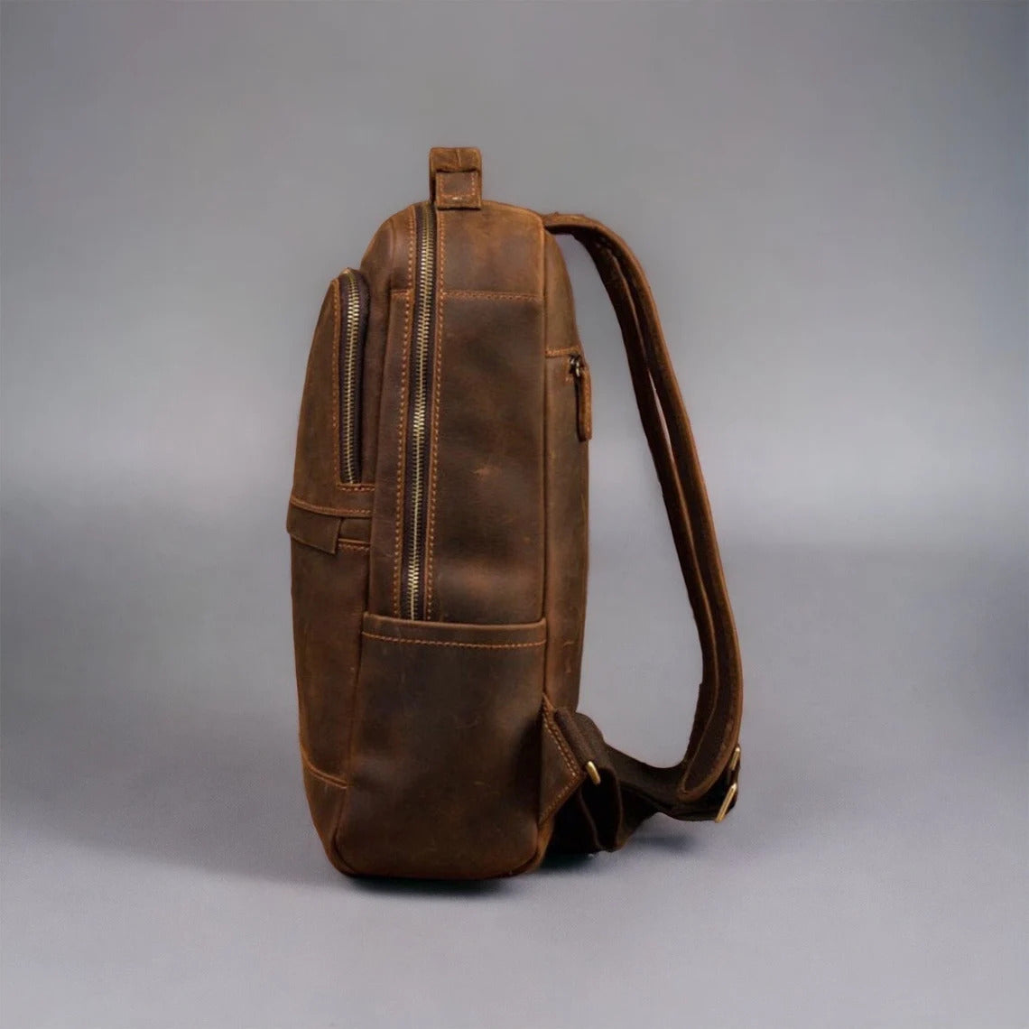 18" Full Grain Leather Backpack – Premium Handmade Travel Bag
