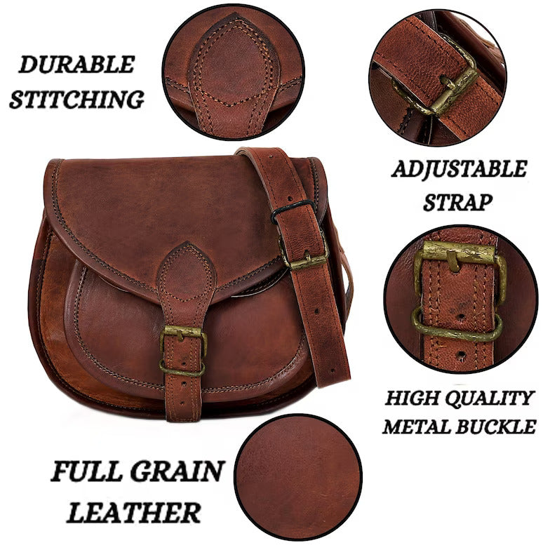 Brown Leather Vintage Women's Crossbody Sling Bag