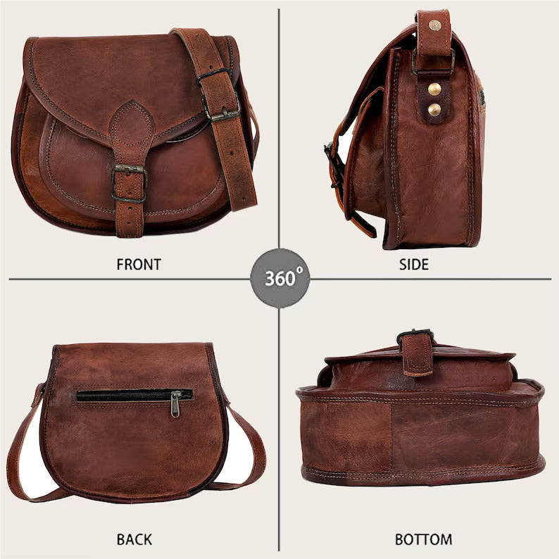 Brown Leather Vintage Women's Crossbody Sling Bag