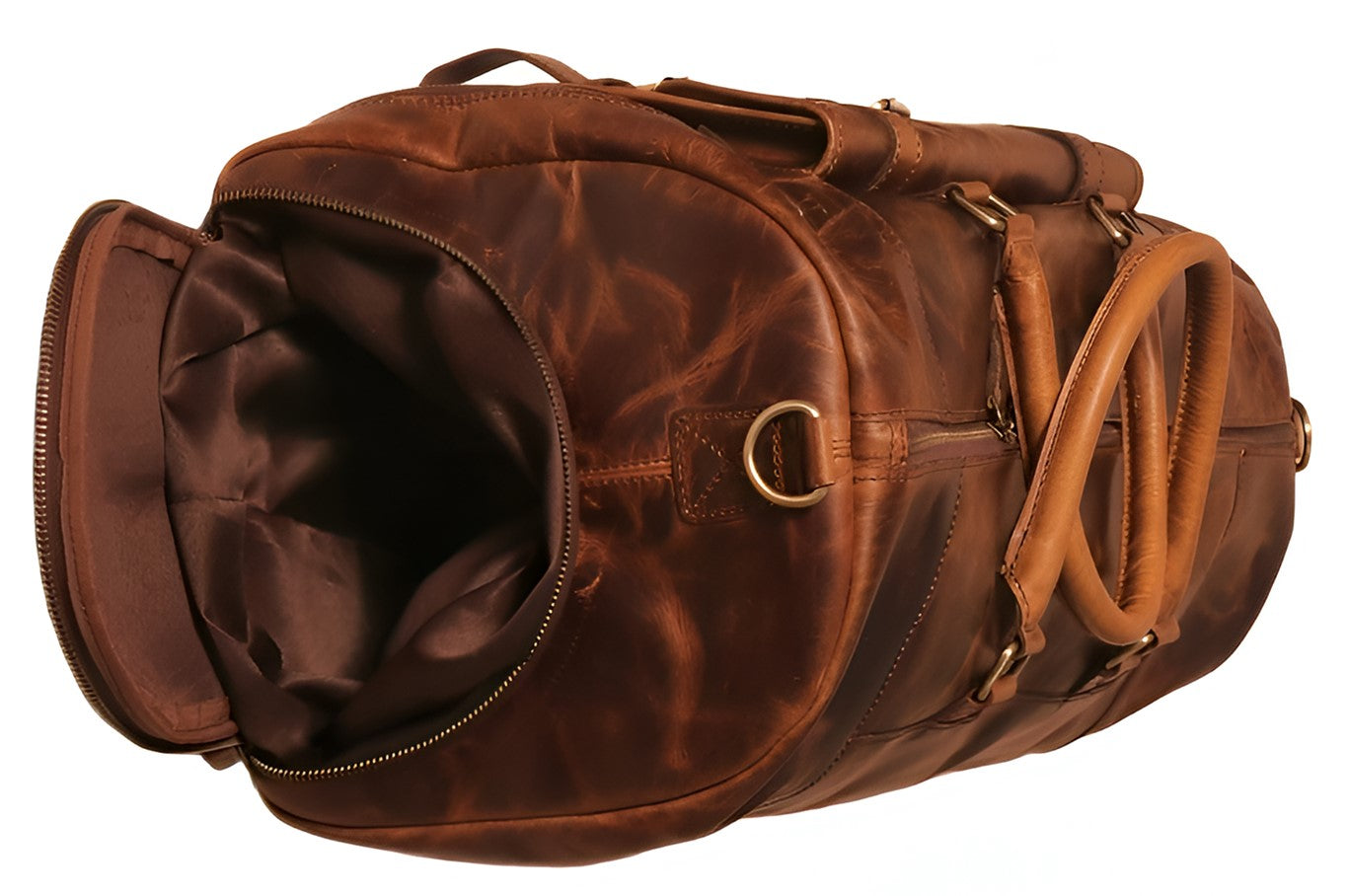 Buff Elegance Men's Brown Leather Duffel Bag