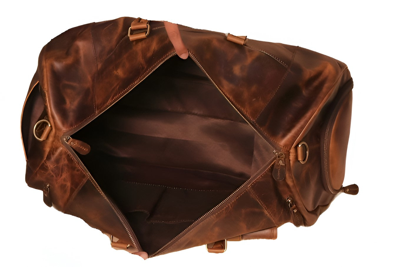 Buff Elegance Men's Brown Leather Duffel Bag
