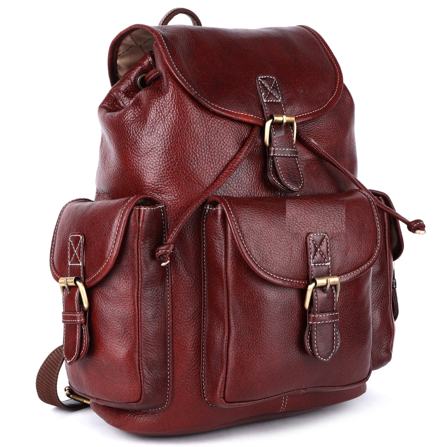 Elegant Brown Genuine Leather Laptop Backpack for Professionals