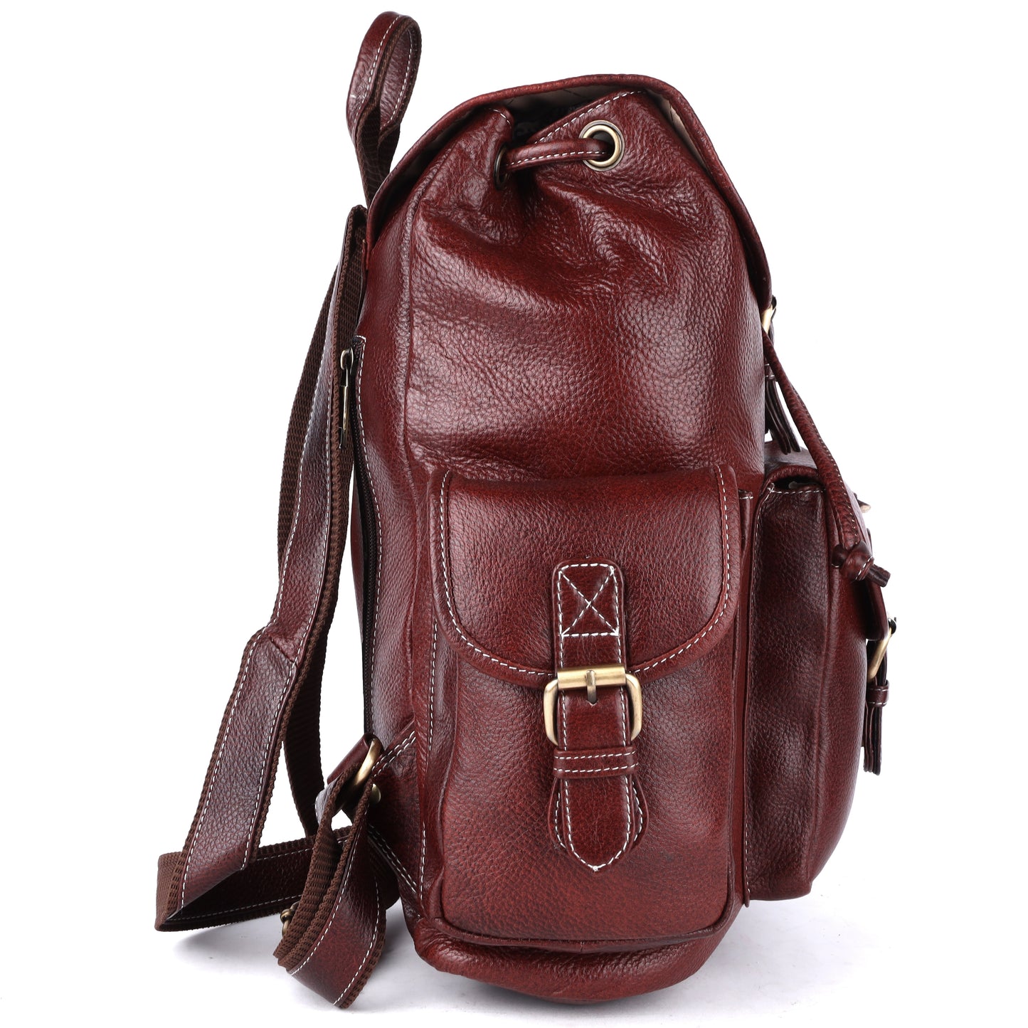Elegant Brown Genuine Leather Laptop Backpack for Professionals