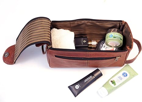 Elegant Leather Toiletry Bag Versatile Dopp Kit for Every Traveler