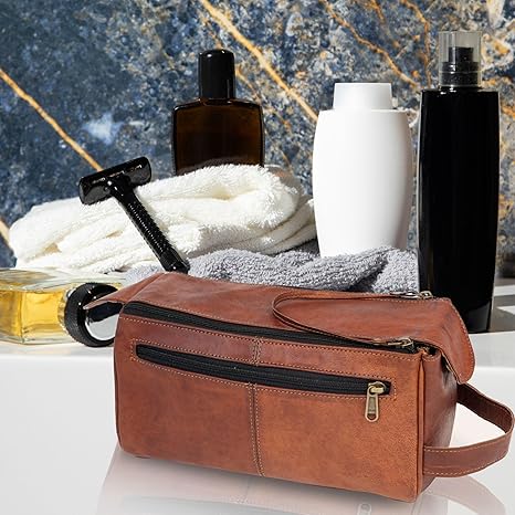 Elegant Leather Toiletry Bag Versatile Dopp Kit for Every Traveler