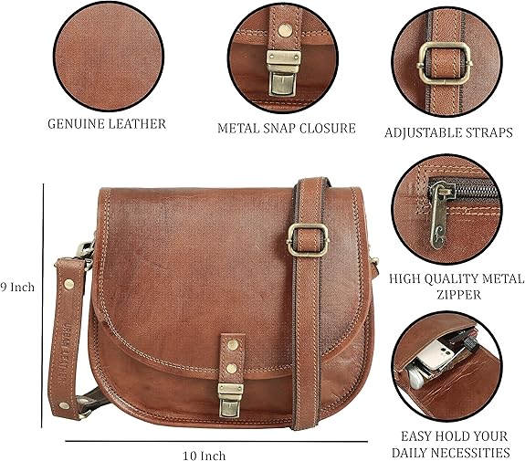 Elegant Women's Vintage Brown Leather Crossbody Handbag
