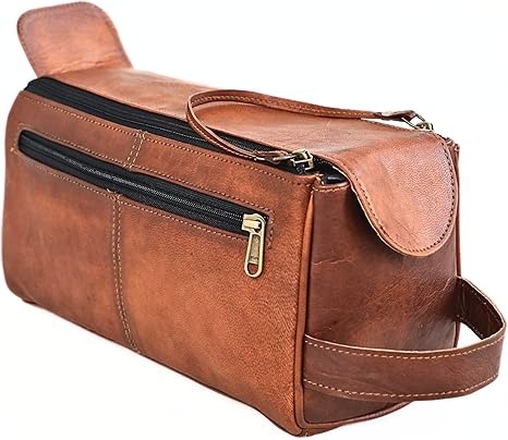 Elegant Leather Toiletry Bag Versatile Dopp Kit for Every Traveler