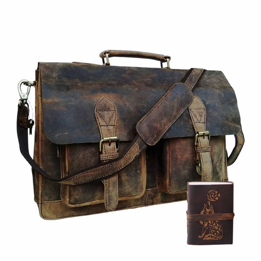 Vintage Retro Buffalo Leather Briefcase