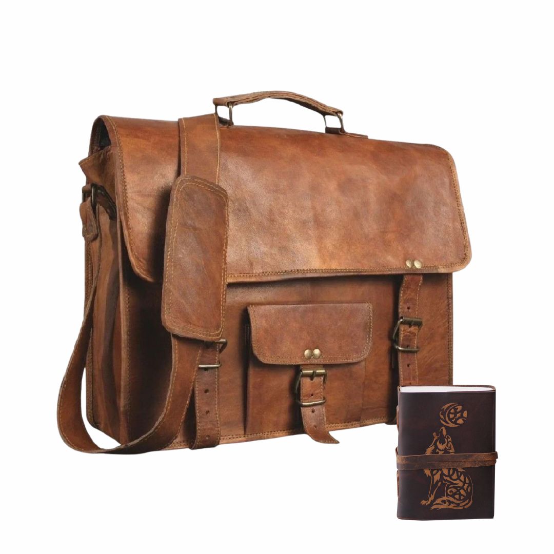 Leather Messenger Briefcase Bag