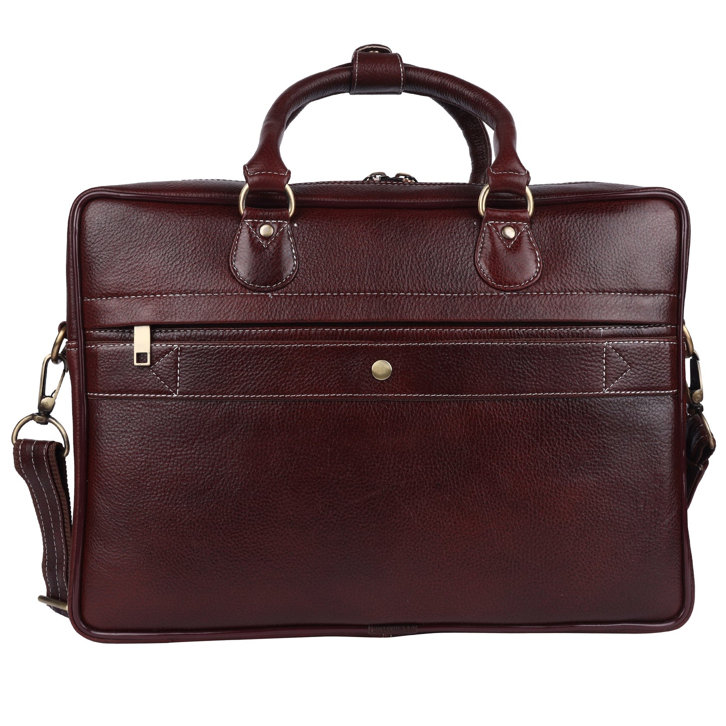 Genuine Leather Brown Laptop Briefcase Messenger Bag