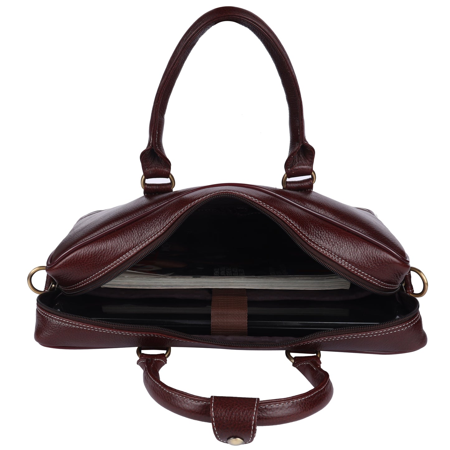 Genuine Leather Brown Laptop Briefcase Messenger Bag