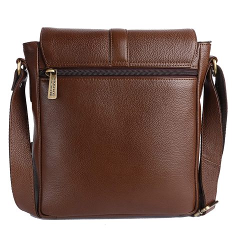 Genuine Leather Laptop Messenger Bag with Secure Flap Closure