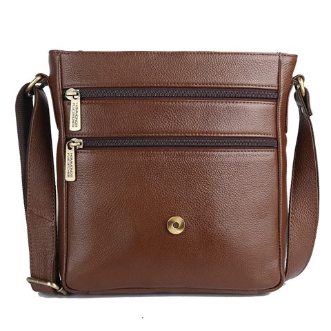 Genuine Leather Laptop Messenger Bag with Secure Flap Closure